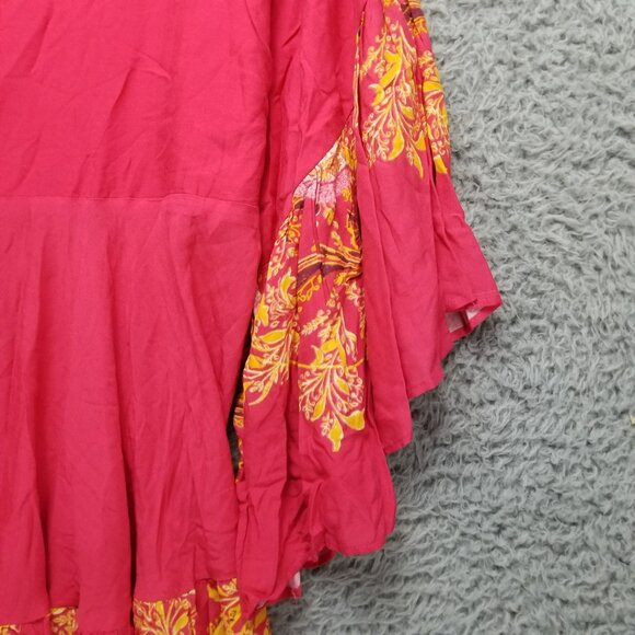 Free People Shirt Womens Small Sunset Dreams Red Bell Sleeve Blouse *NWT-Read* - Picture 13 of 14